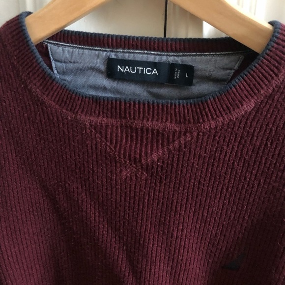 Nautica Burgundy Cotton Blend Preppy Crew Neck Sweater Large - Picture 7 of 9